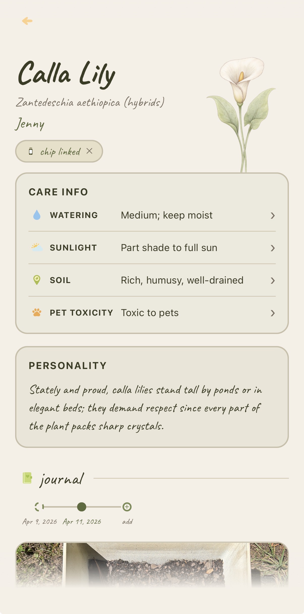 Plantkin plant detail screen